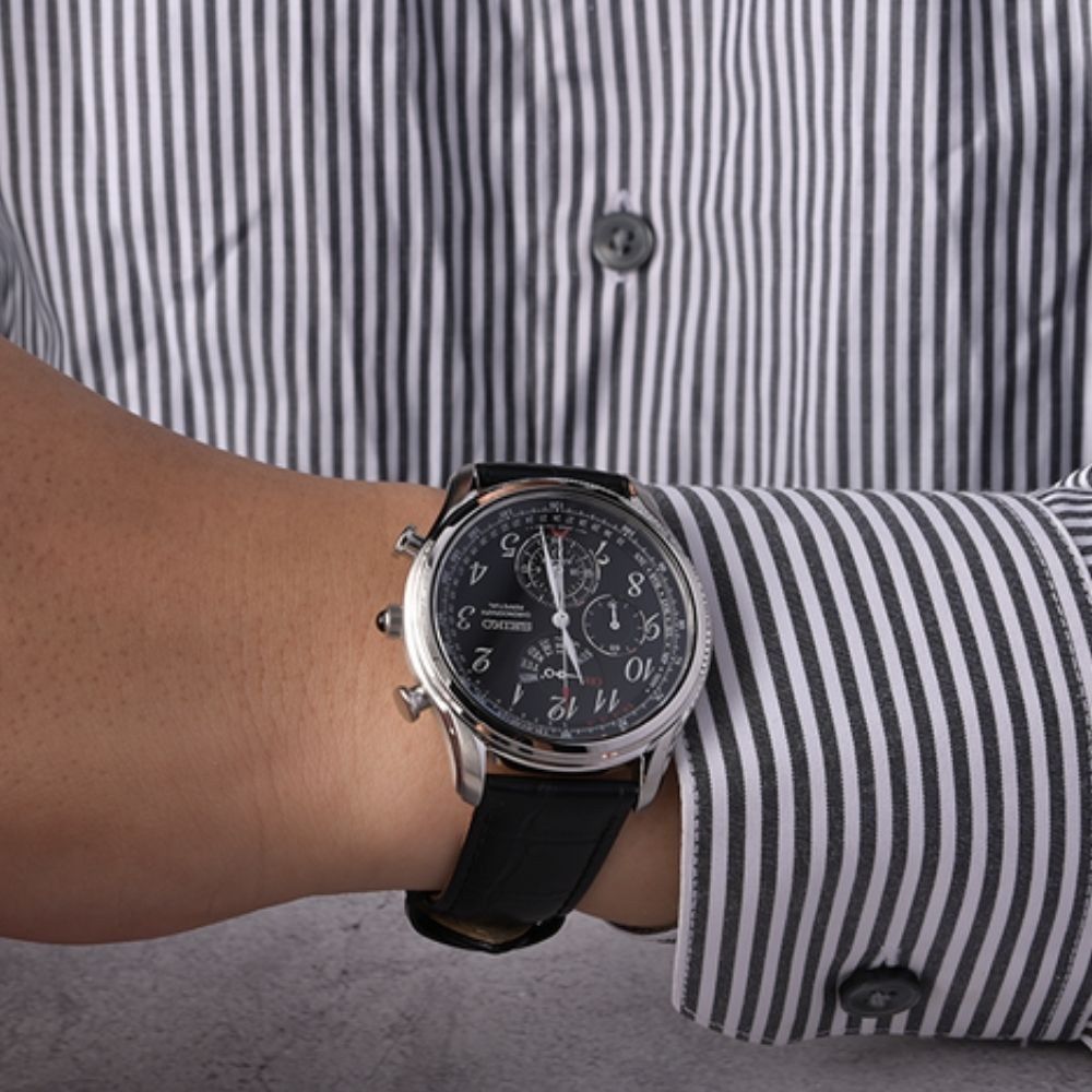 Seiko Perpetual Chronograph Black Dial Men's Watch | SPC255P1