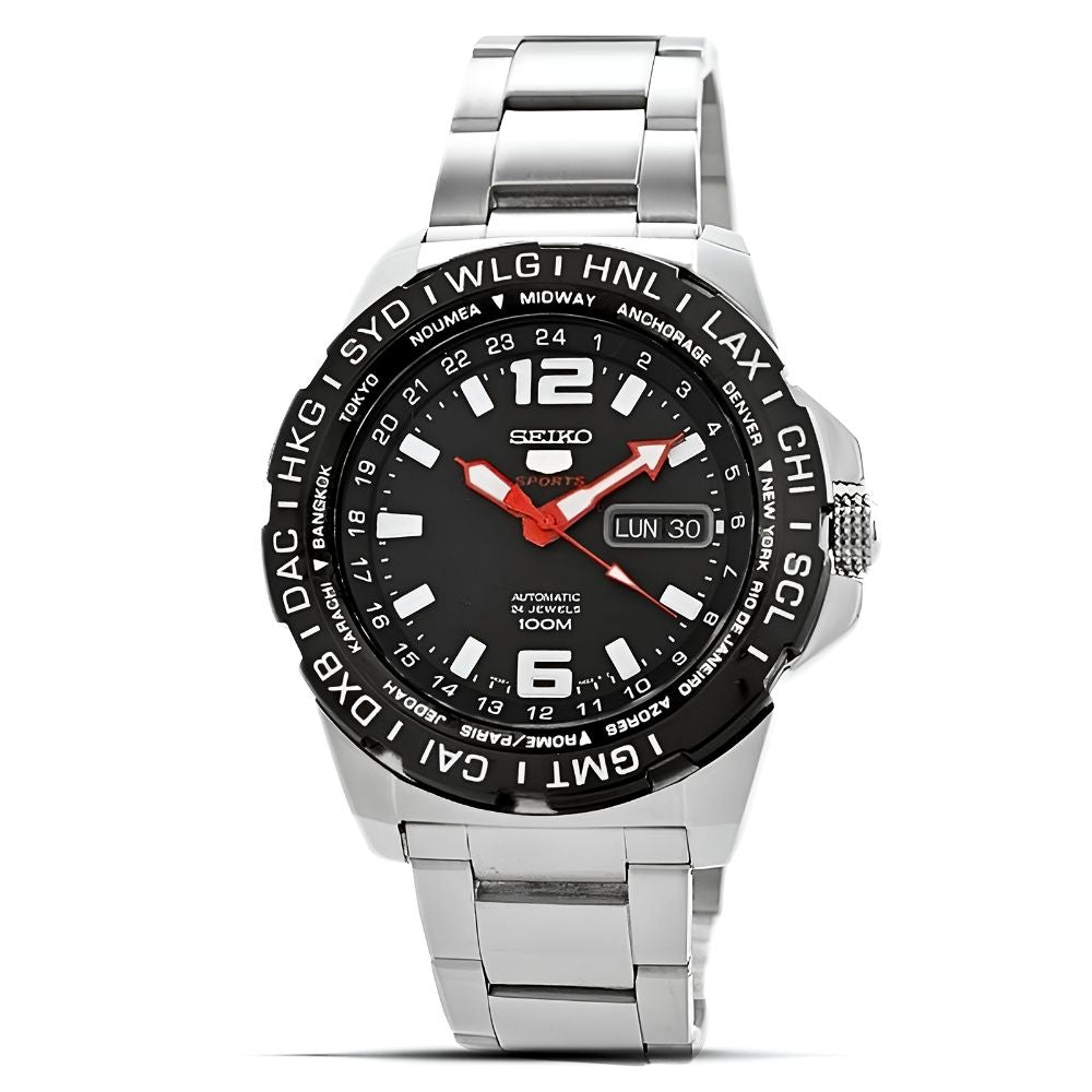Seiko 5 Sports World Timer Automatic Black Dial Watch SRP685K1