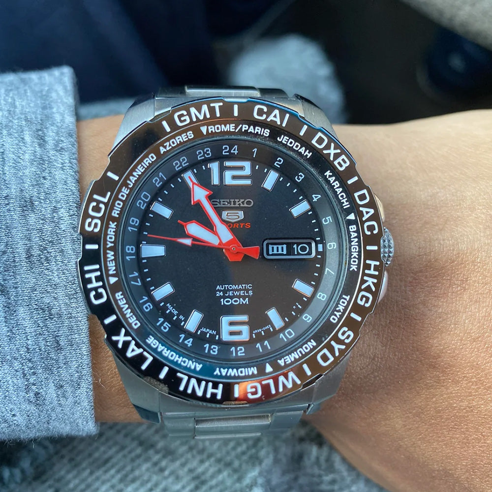 Seiko 5 Sports World Timer Automatic Black Dial Watch SRP685K1