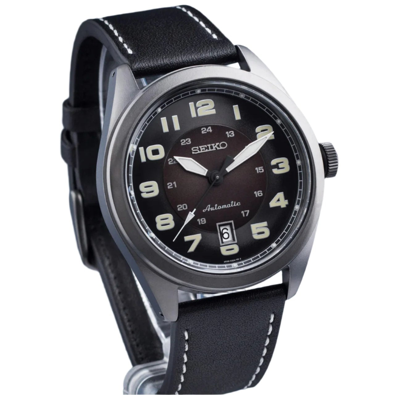 Seiko Neo Sports Automatic Black Leather Men's Watch | SRPC89K1