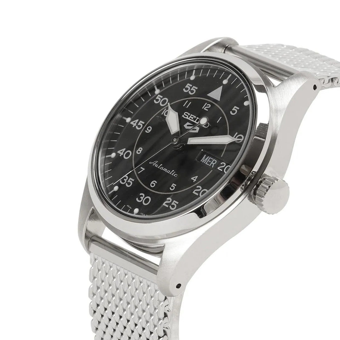 Seiko 5 Sport Automatic Black Dial Mesh Band Men's Watch | SRPH23K1