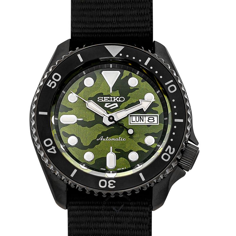 Seiko men's automatic 5 sports green nylon strap watch 42.5 mm hot sale