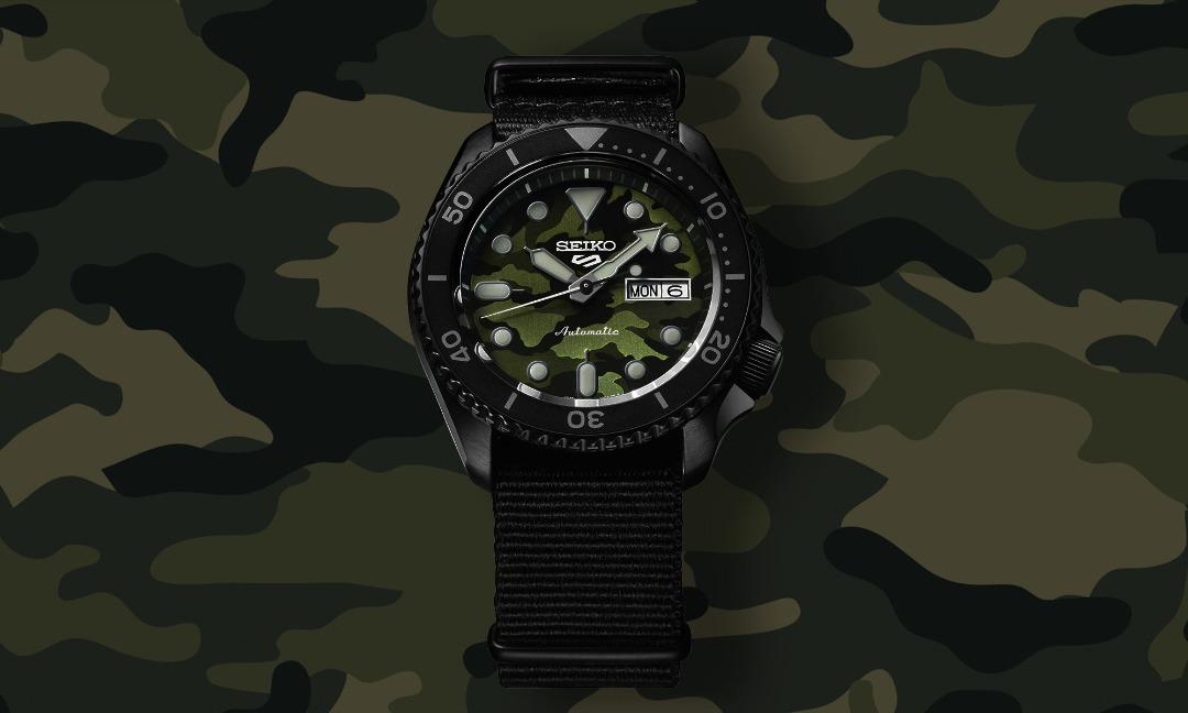 Seiko 5 Green Camouflage "Street Style" Automatic Watch SRPJ37K1 Time Access store