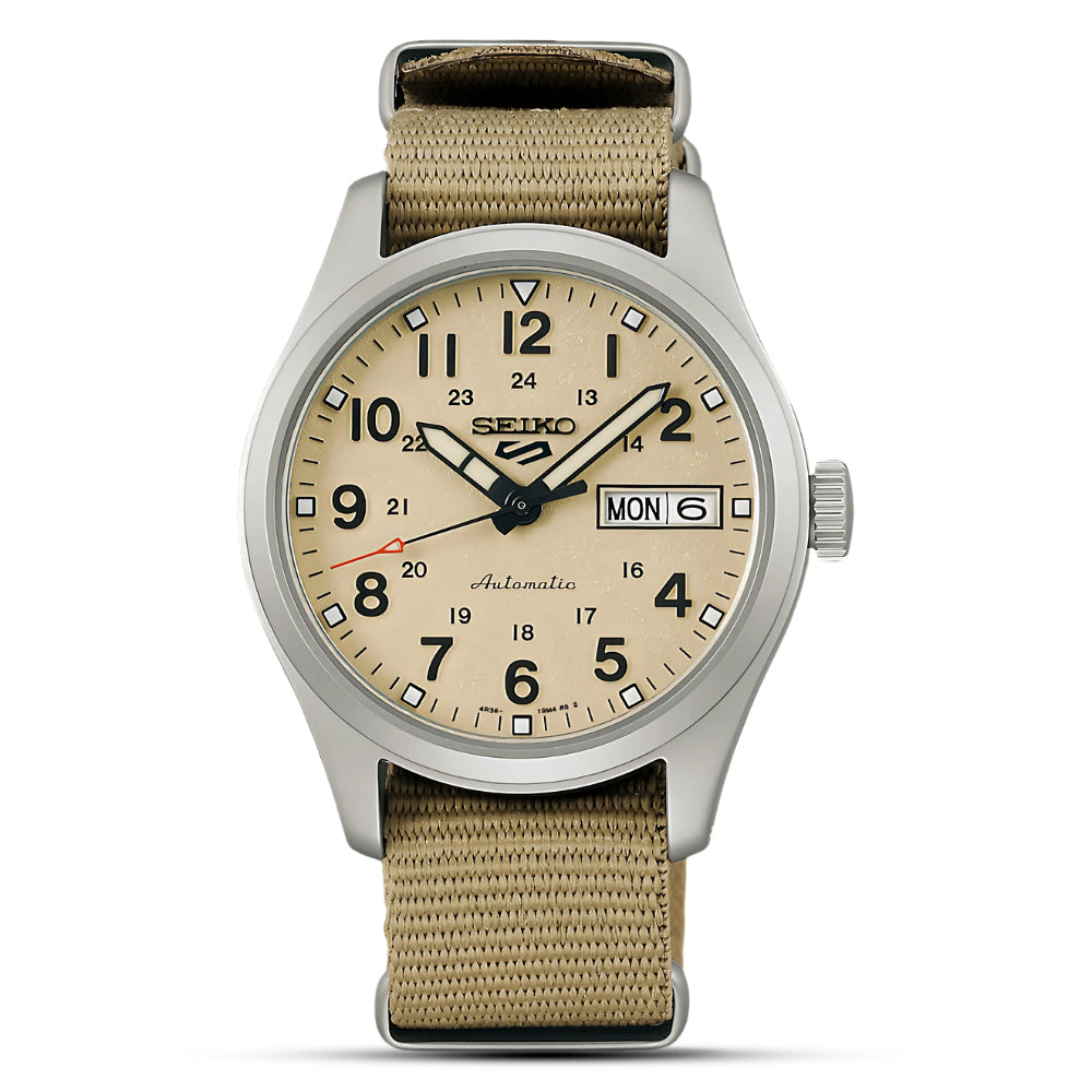SEIKO 5 Sport Beige Dial Nylon Automatic Watch SRPJ83