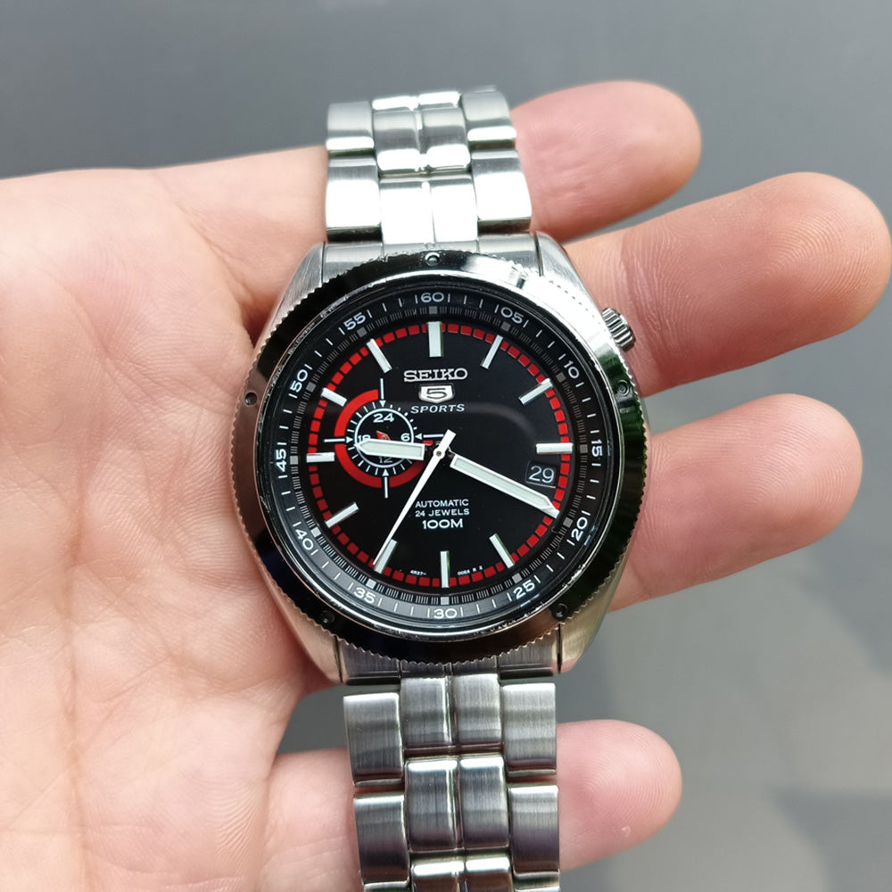 Seiko 5 Sports Red Ring Automatic Black Dial Watch SSA069K1