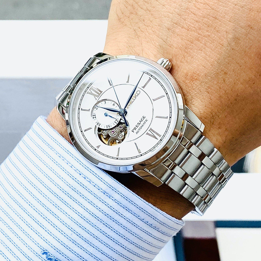 Seiko Presage Automatic Skeleton White Dial Men's Watch | SSA365J1
