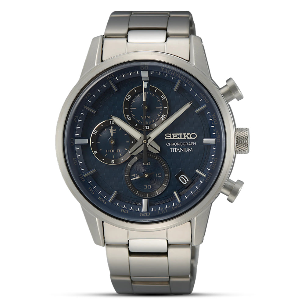 Seiko Sports Titanium Chronograph Dark Blue Dial Men's Watch | SSB387P1