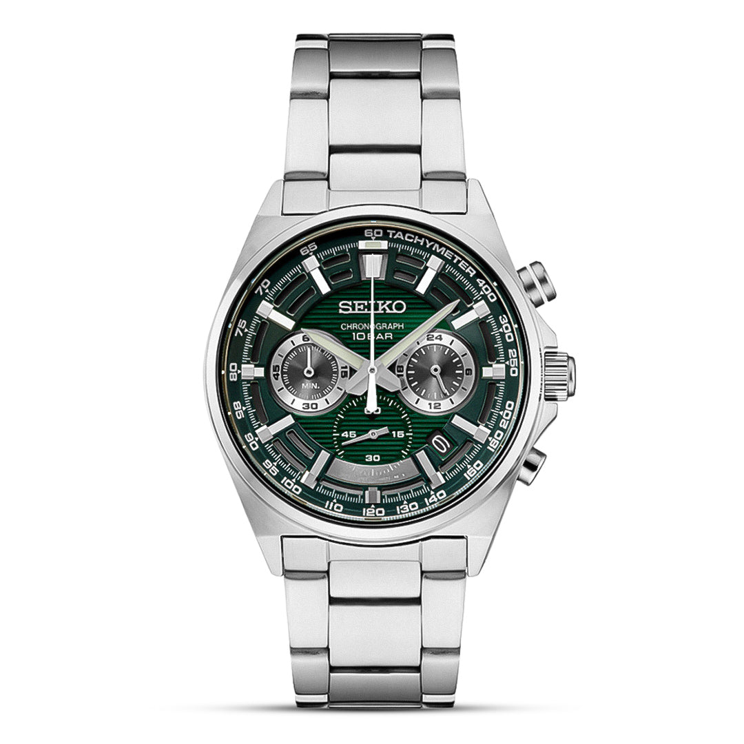 Seiko Men's Collection Analog Green Dial Watch SSB405P1