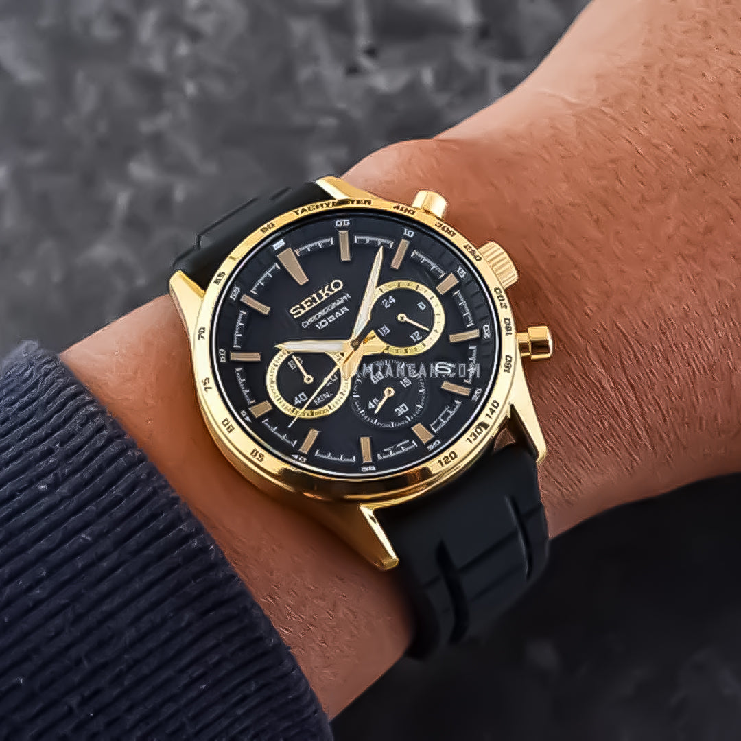 Seiko 5 Sport Chronograph Black Dial Men's Watch | SSB446P1