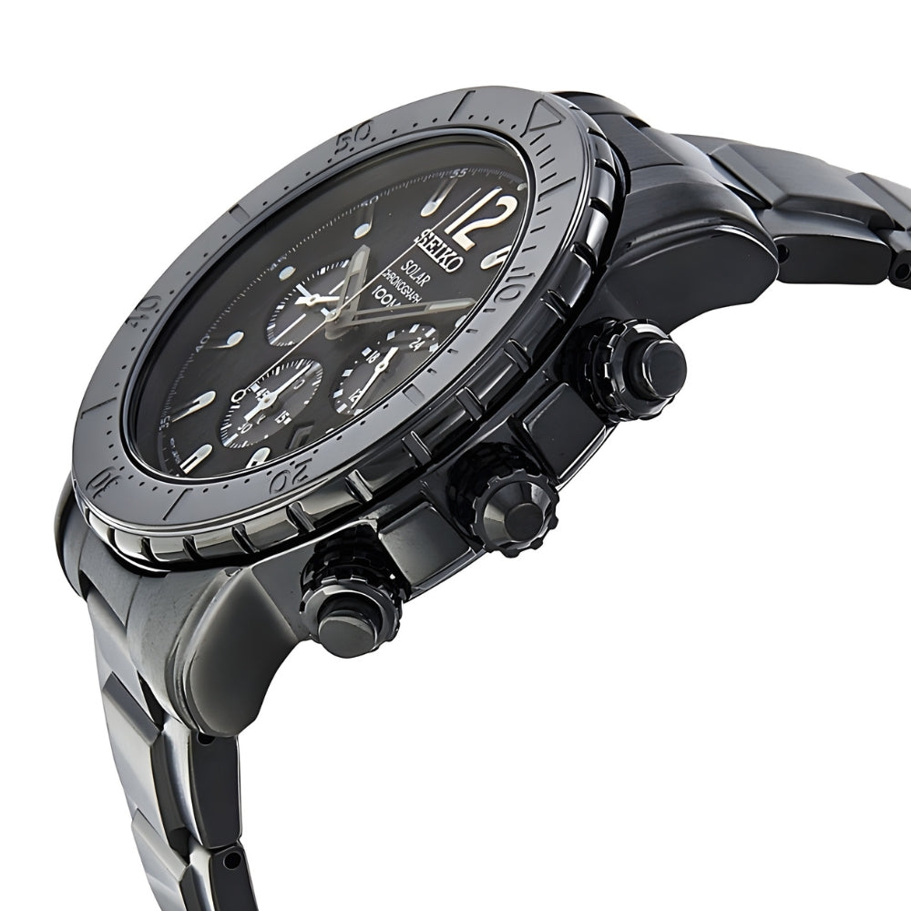 Seiko Solar Black Chronograph Dial Men's Watch | SSC225P1