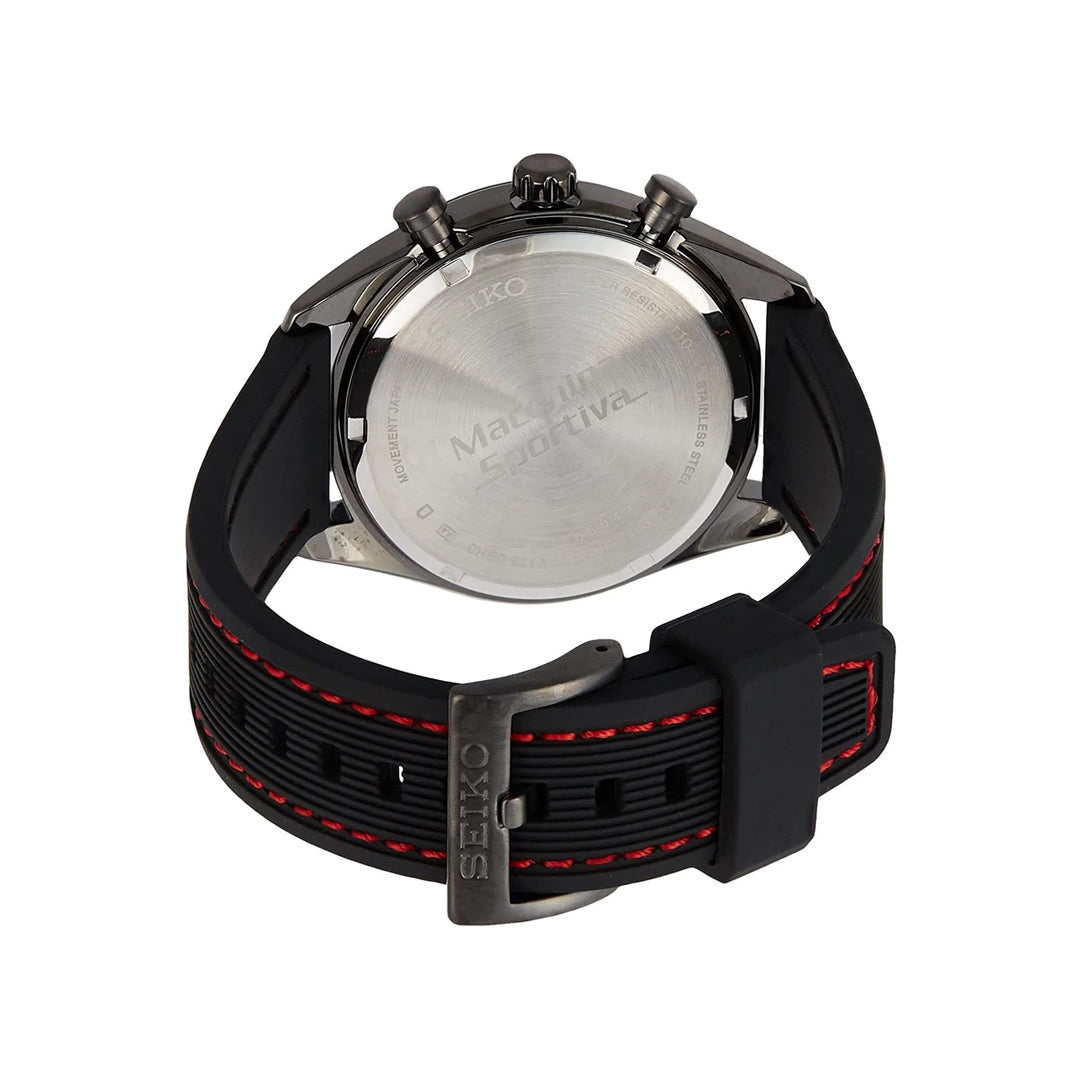 Seiko Solar Chronograph Black Dial Silicone Band Men's Watch | SSC777P1
