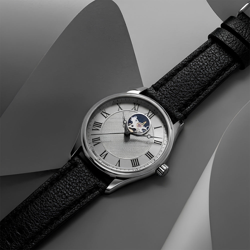 Cavern 22mm Full Grain Black Leather Strap