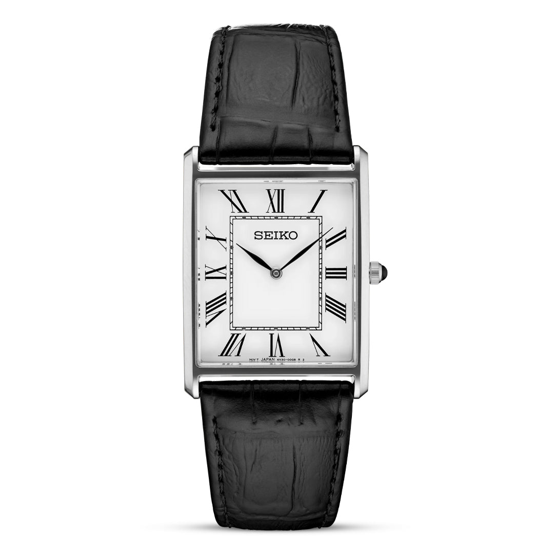 Seiko Black Leather Men's Watch 2024 SUR159