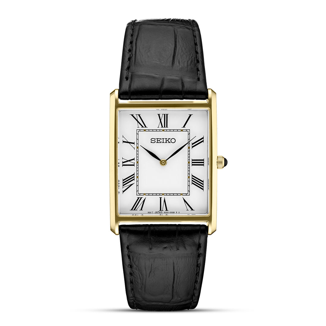 Seiko Men's Analogous Quartz Watch with Leather Strap SWR052