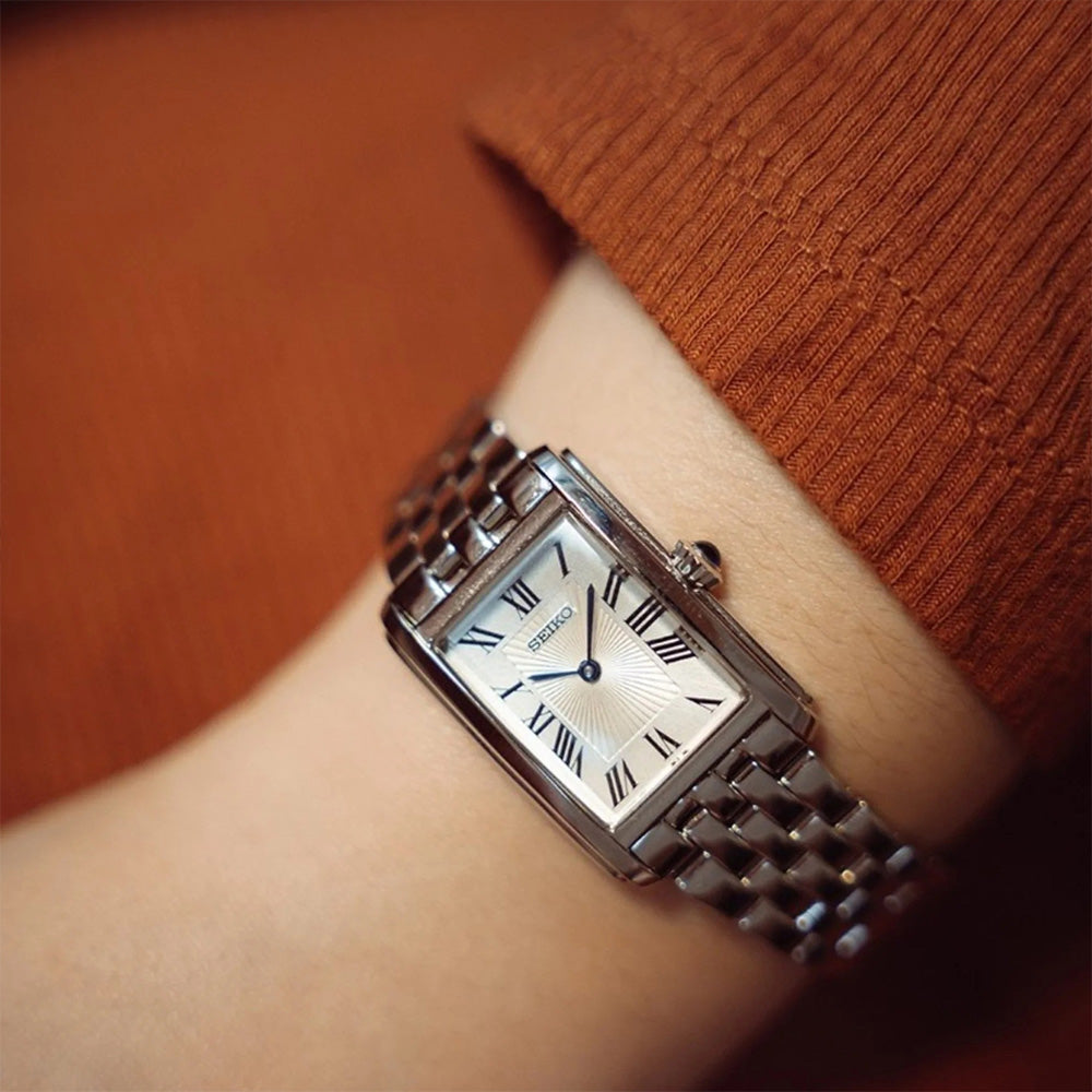 Seiko Essential Rectangular White Dial Ladies Watch SWR083P1