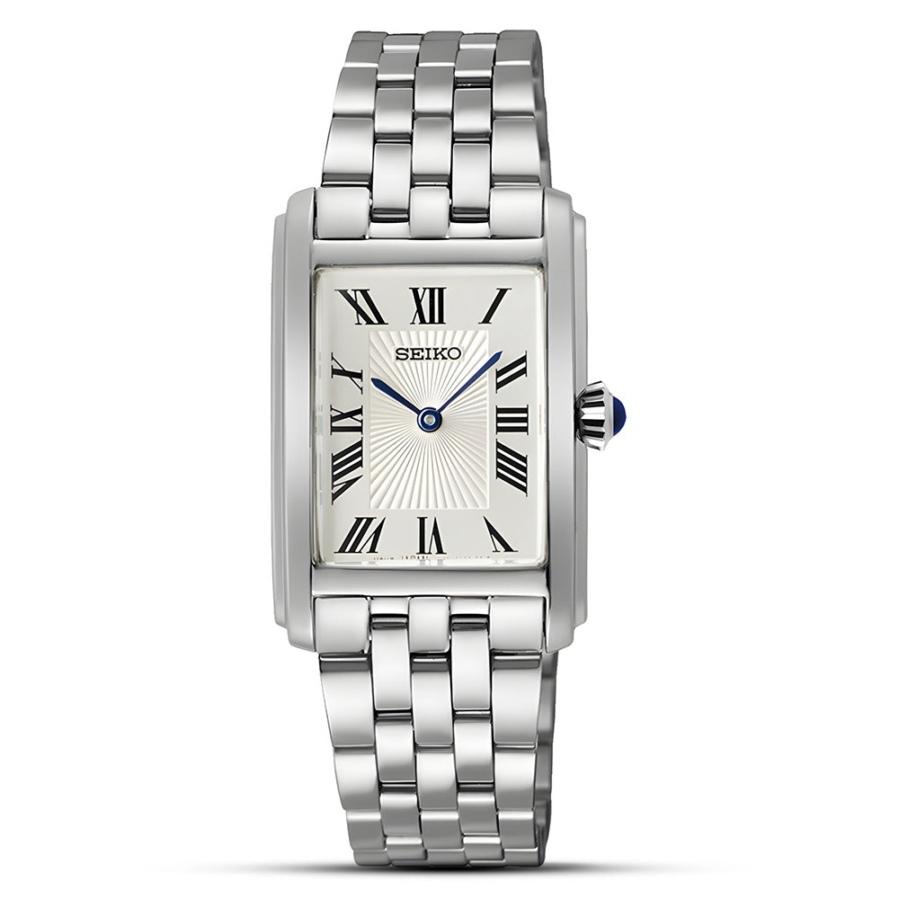 Seiko Essential Rectangular White Dial Ladies Watch SWR083P1