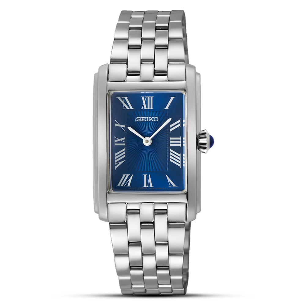 Seiko Conceptual Rectangular Quartz Blue Dial Ladies Watch SWR085P1