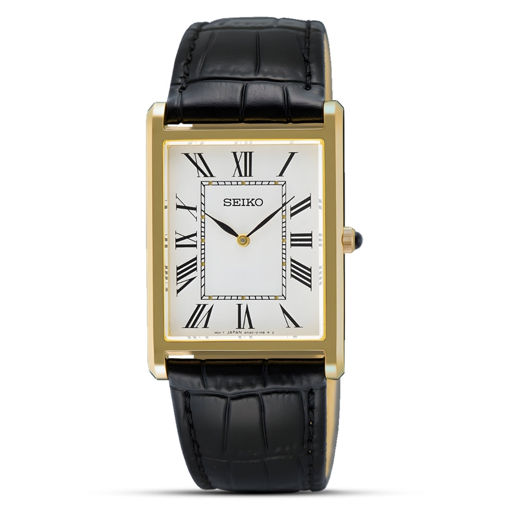 Seiko Conceptual Rectangular Quartz White Dial Ladies Watch SWR104P1