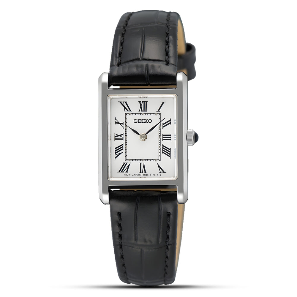 Seiko Conceptual Quartz Rectangular White Dial Ladies Watch SWR107P1