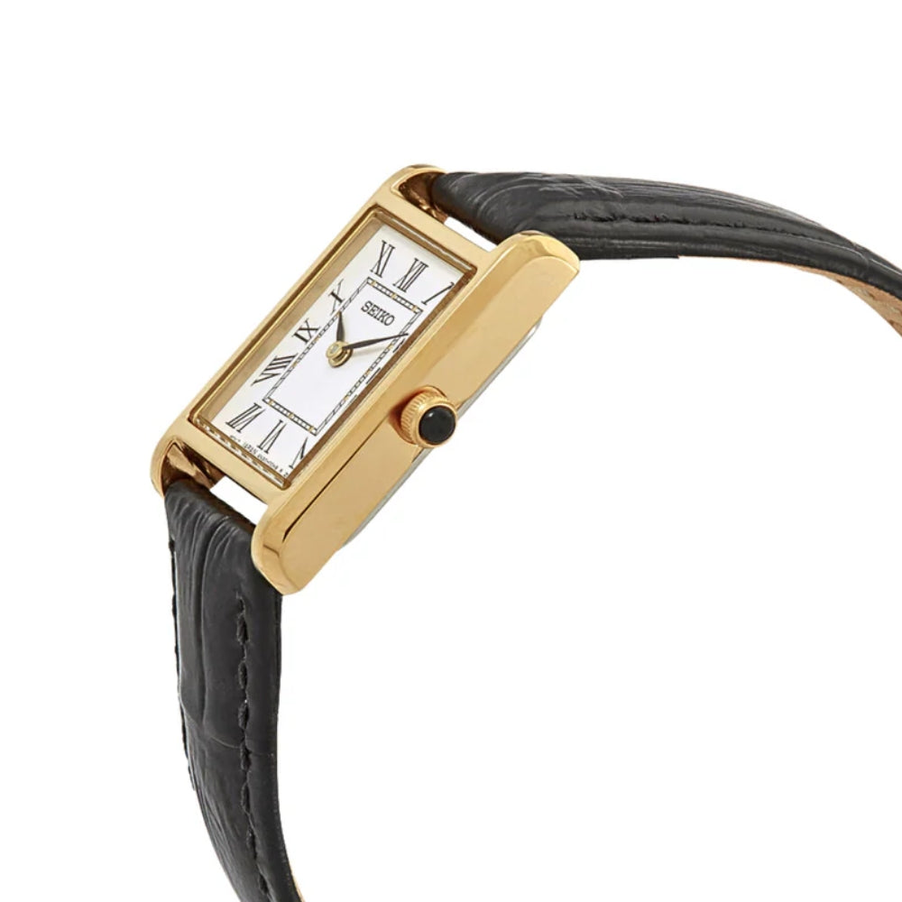Seiko Conceptual Rectangular Quartz White Dial Ladies Watch SWR108P1