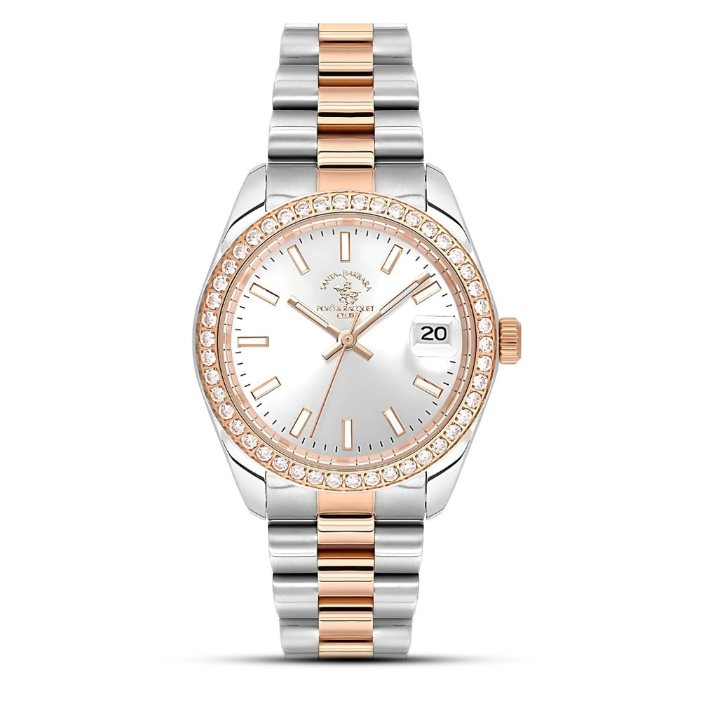 Santa Barbara Two Tone Silver Dial Ladies Watch | SB.4.10017-6