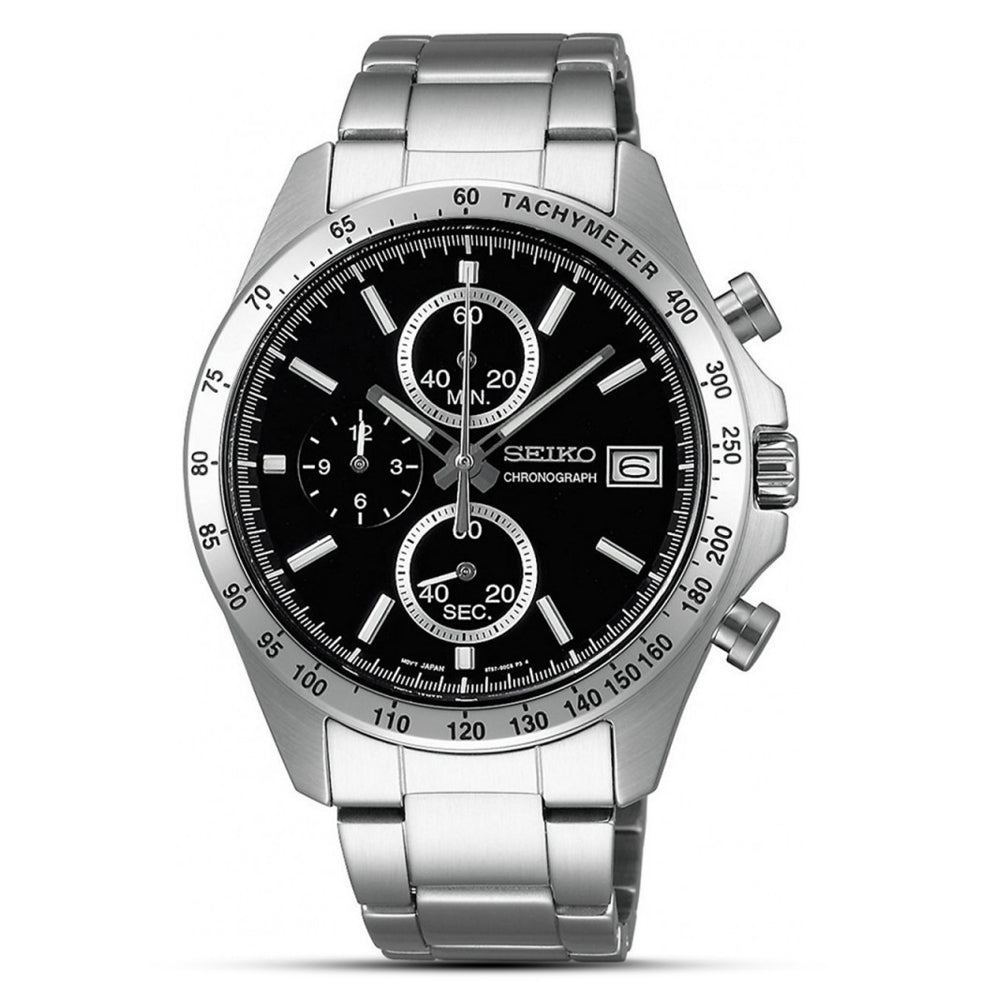 Seiko Spirit Black Chronograph Dial Men's Watch | SBTR005