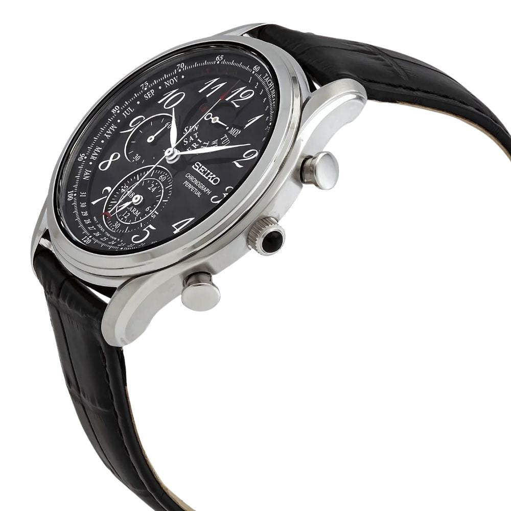 Seiko Perpetual Chronograph Black Dial Men's Watch | SPC255P1