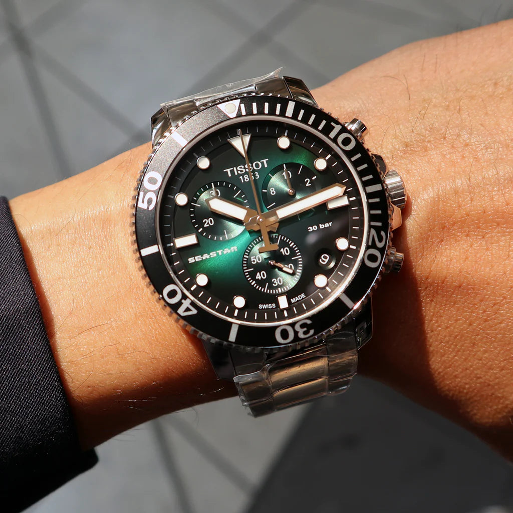 Tissot Seastar 1000 Chronograph Green Dial Steel Men's Watch T120.417.11.091.01