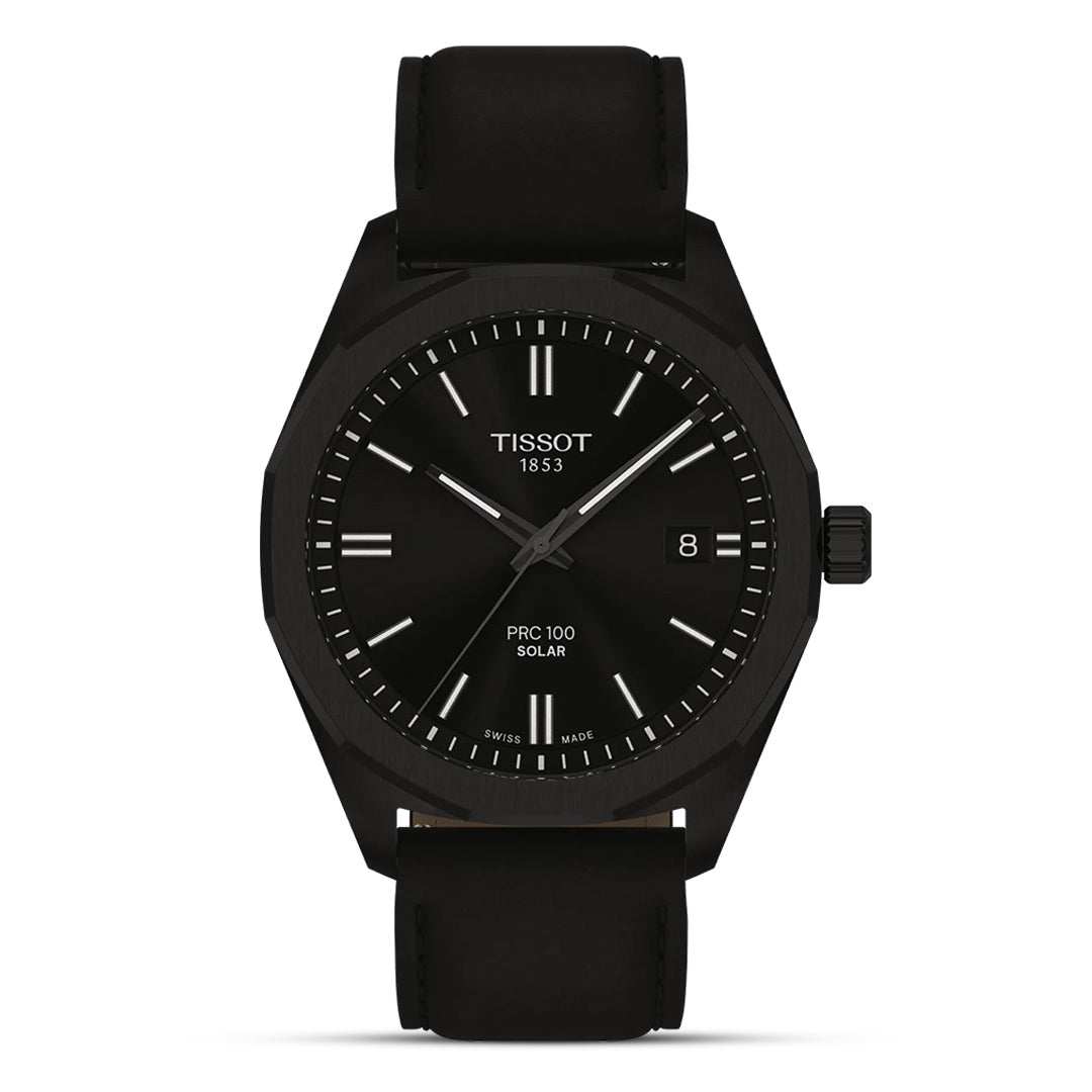 Tissot PRC 100 Solar Quartz Black Leather Belt Watch | T151.422.36.051.00
