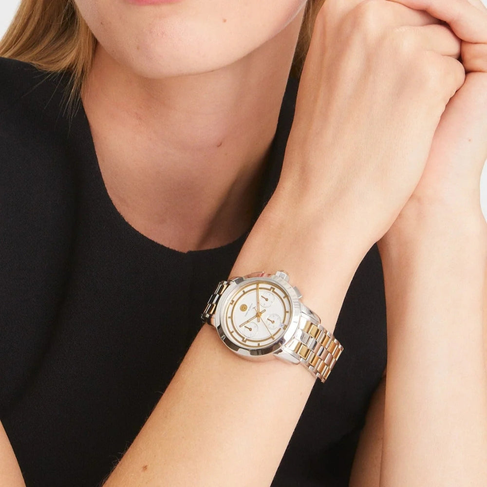 Tory Burch Dual Tone Beige Dial Ladies Watch TBW1052