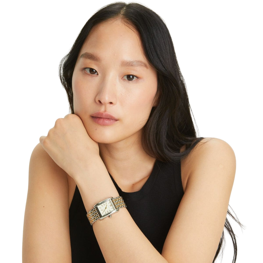 Tory Burch Eleanor Two Tone Beige Dial Ladies Watch TBW1070