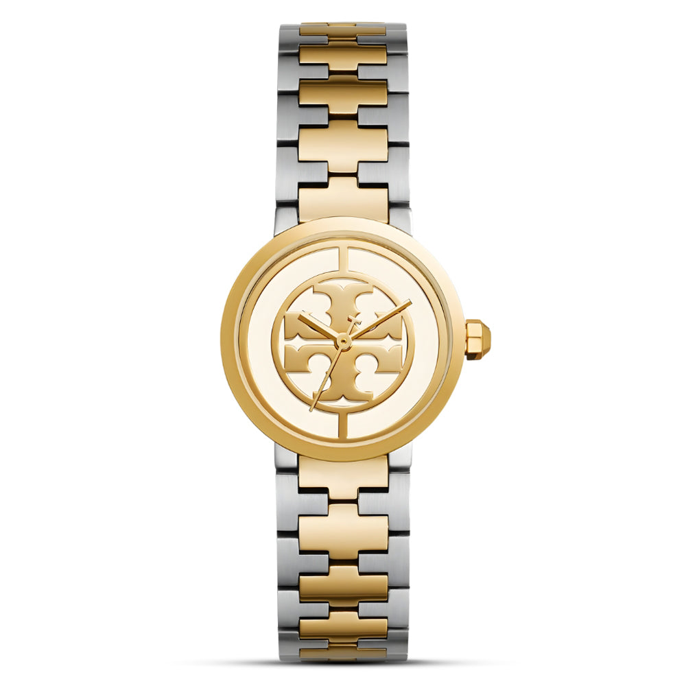 Tory Burch Reva Two Tone Beige Dial 28mm Ladies Watch TBW4016