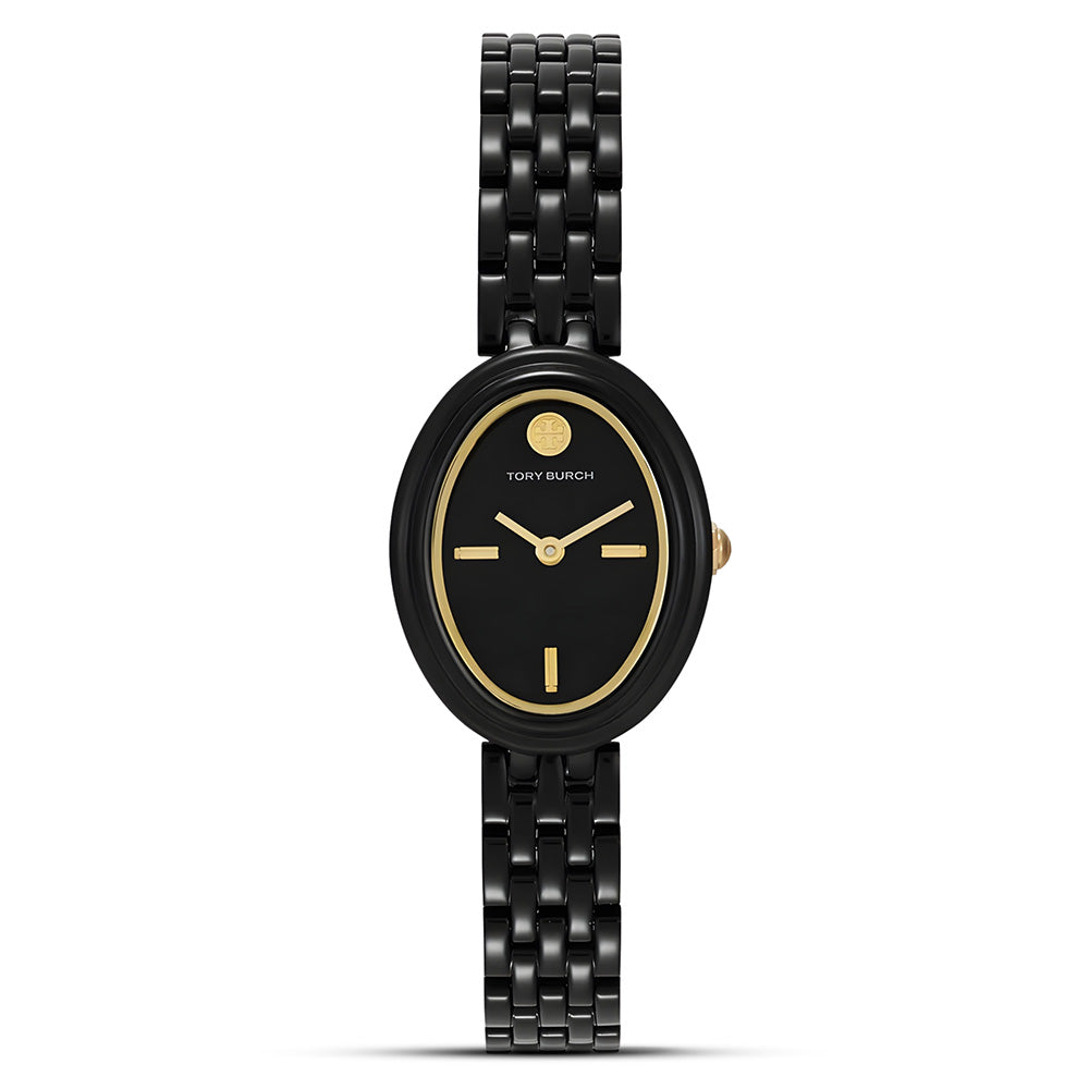 TORY BURCH OVAL QUARTZ BLACK DIAL LADIES WATCH TBW6035