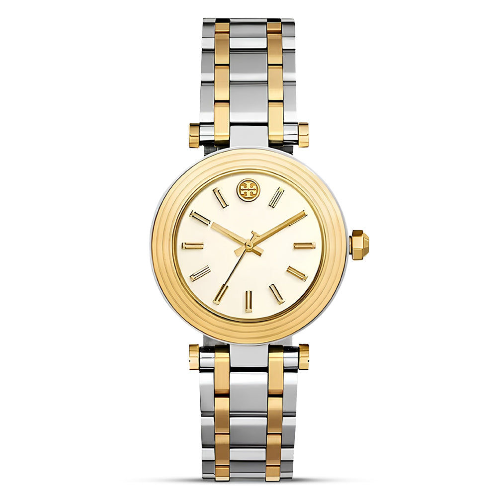 Tory Burch Classic T Two-Tone Ivory Dial Ladies Watch TBW9014