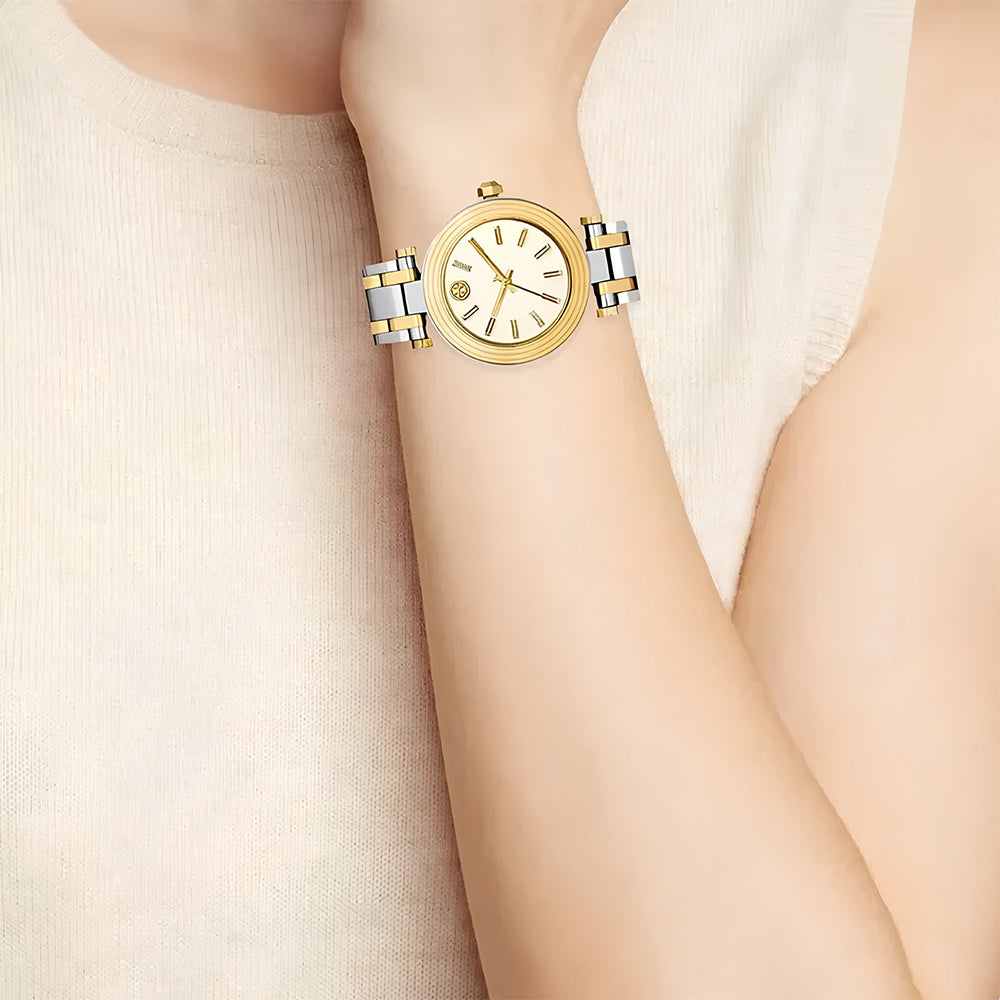 Tory Burch Classic T Two-Tone Ivory Dial Ladies Watch TBW9014
