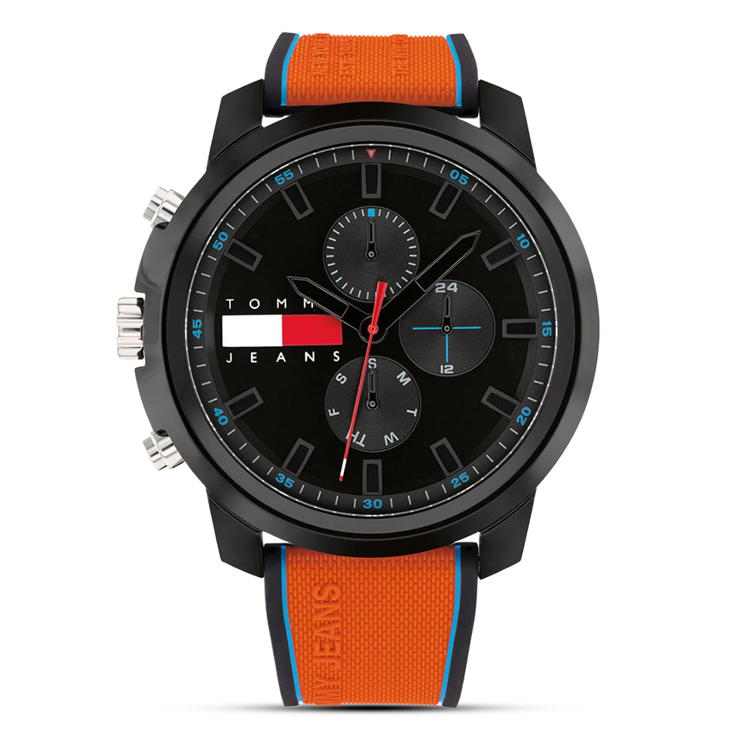 Tommy Hilfiger Black Dial Orange Band Men's Watch | TH1710583