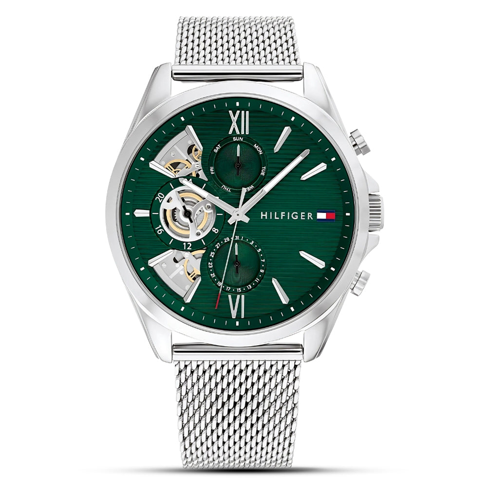 Tommy Hilfiger Mesh Bracelet & Green Dial Men's Watch | TH1710647