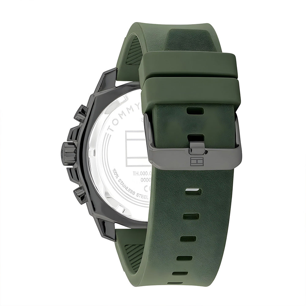 TOMMY HILFIGER "MORGAN" GREEN DIAL SILICON STRAP MEN'S WATCH TH1710688