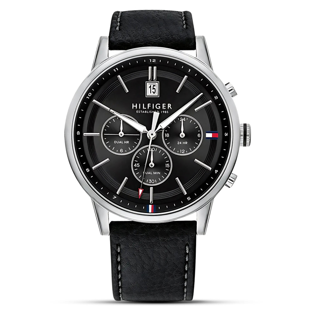 Tommy Hilfiger Black Leather Quartz Men's Watch | TH1791630