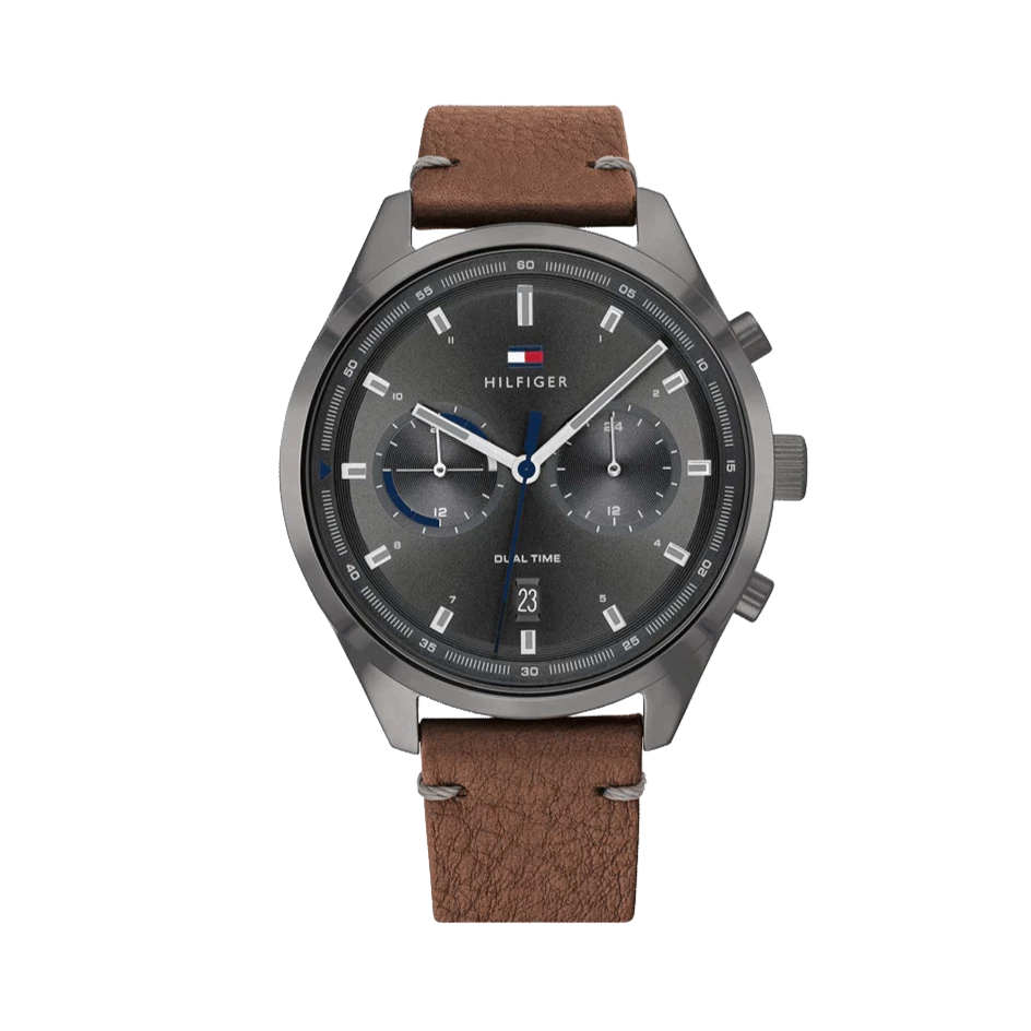 Tommy Hilfiger Bennett Grey Dial Leather Strap Watch TH1791730