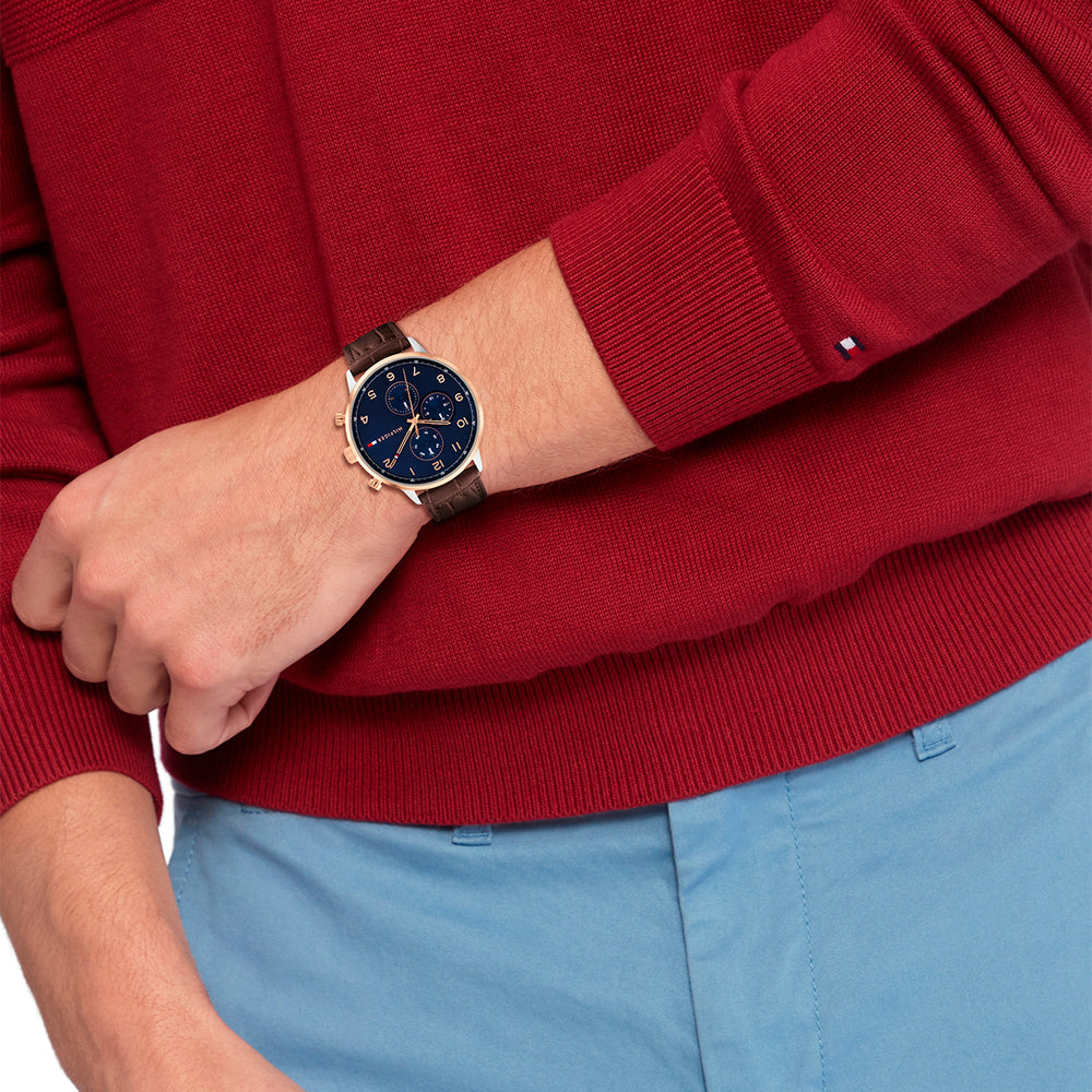 Tommy Hilfiger Leonard Blue Dial Leather Men's Watch| TH1791987