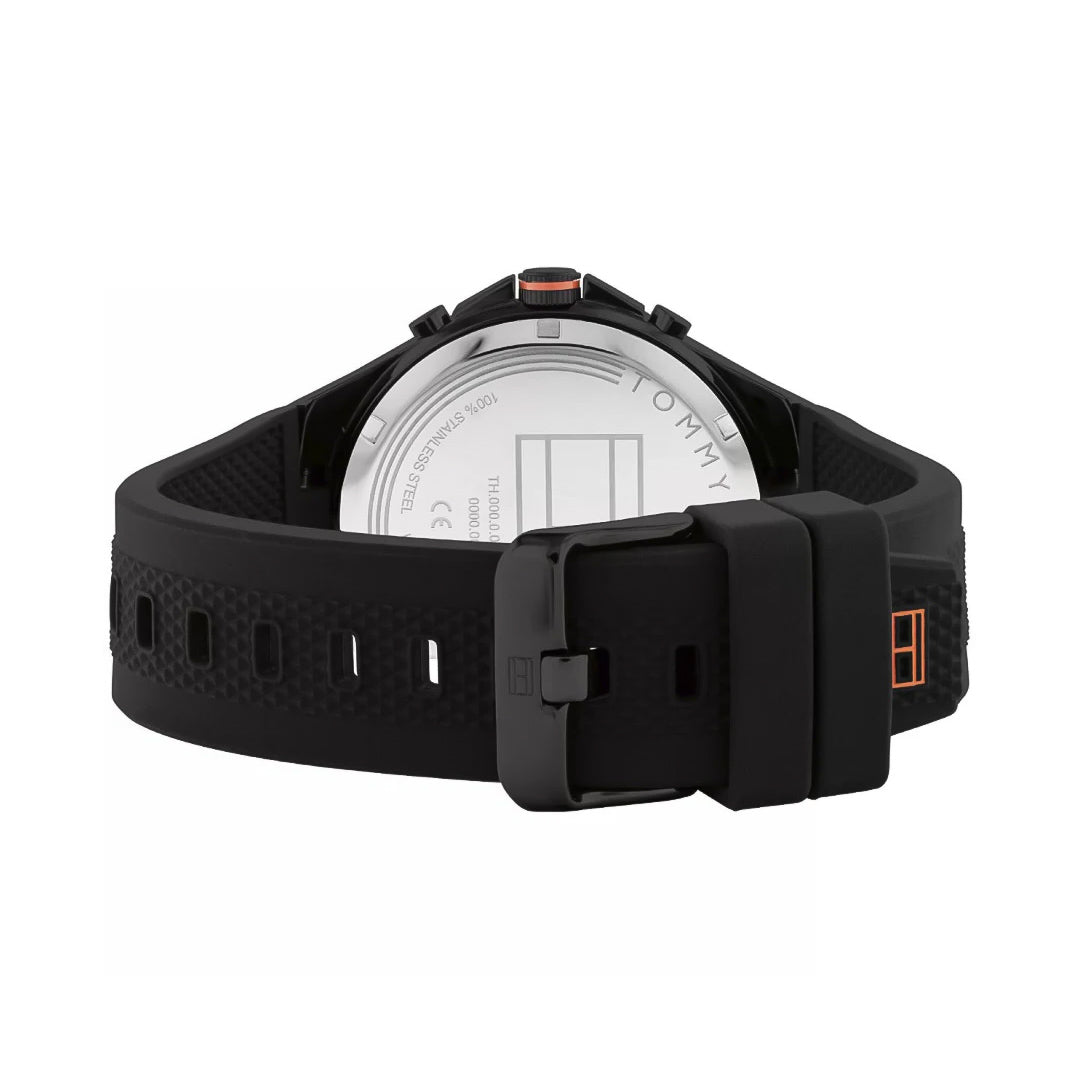 Tommy Hilfiger Justin Black Dial Silicone Band Men's Watch | TH1792056