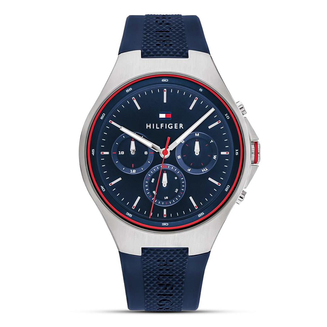 Tommy Hilfiger Justin Blue Dial Silicone Band Men's Watch | TH1792057
