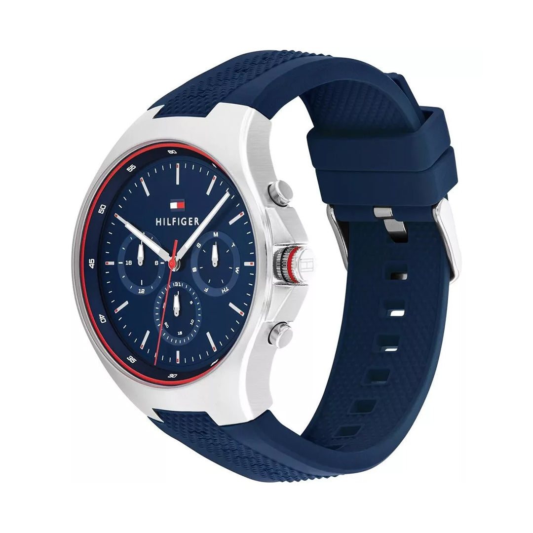 Tommy Hilfiger Justin Blue Dial Silicone Band Men's Watch | TH1792057