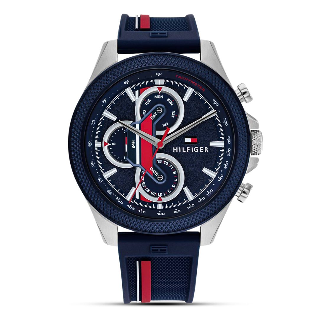 Tommy Hilfiger Clark Multifunction Blue Dial Silicone Strap Watch | TH1792083