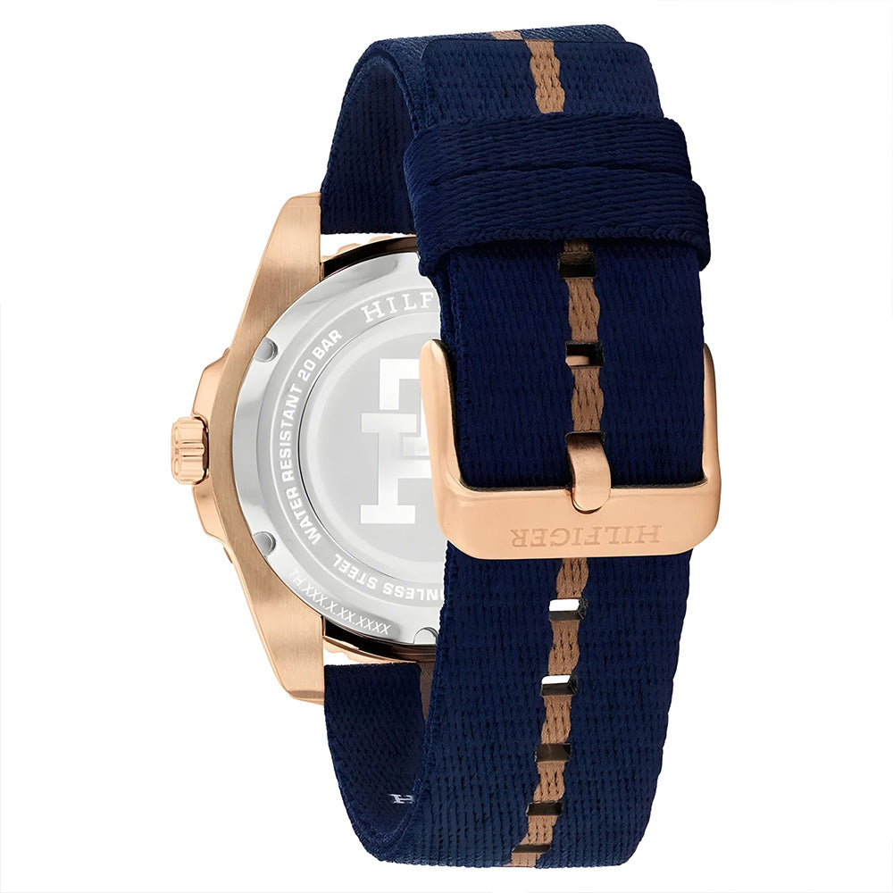 TOMMY HILFIGER "GMT" BLUE DIAL NYLON STRAP MEN'S WATCH TH1792130