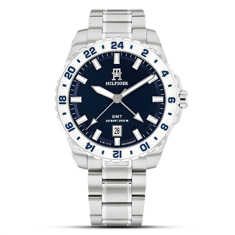 TOMMY HILFIGER ANALOGUE PEPSI BEZEL BLACK DIAL MEN'S WATCH TH1792132