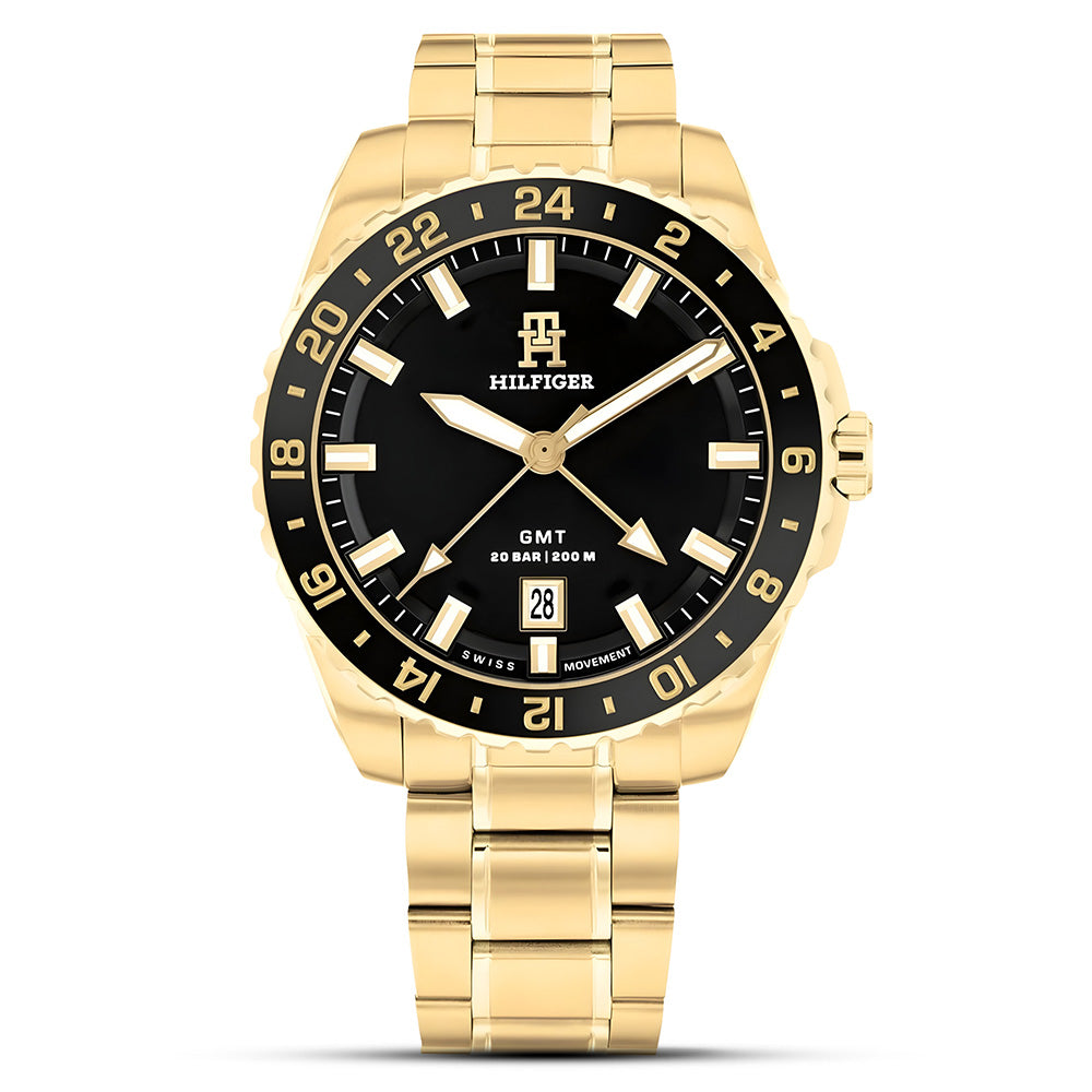 TOMMY HILFIGER GOLD TONE BLACK DIAL MEN'S WATCH TH1792133