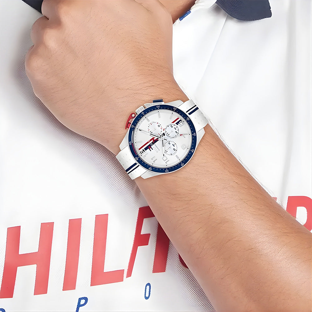 TOMMY HILFIGER ANALOGUE WHITE SILICON STRAP MEN'S WATCH TH1792167