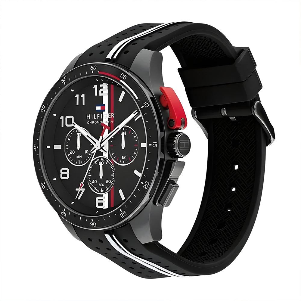 TOMMY HILFIGER ANALOGUE BLACK SILICON STRAP MEN'S WATCH TH1792168